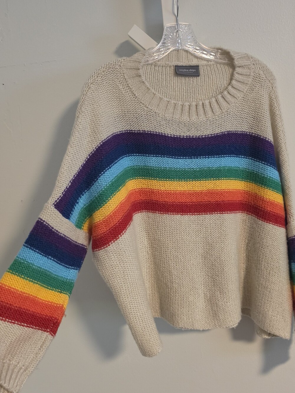 Wooden Ships Paola Buendia Rainbow Stripe Oversized Sweater Small Medium Pride - Picture 5 of 9